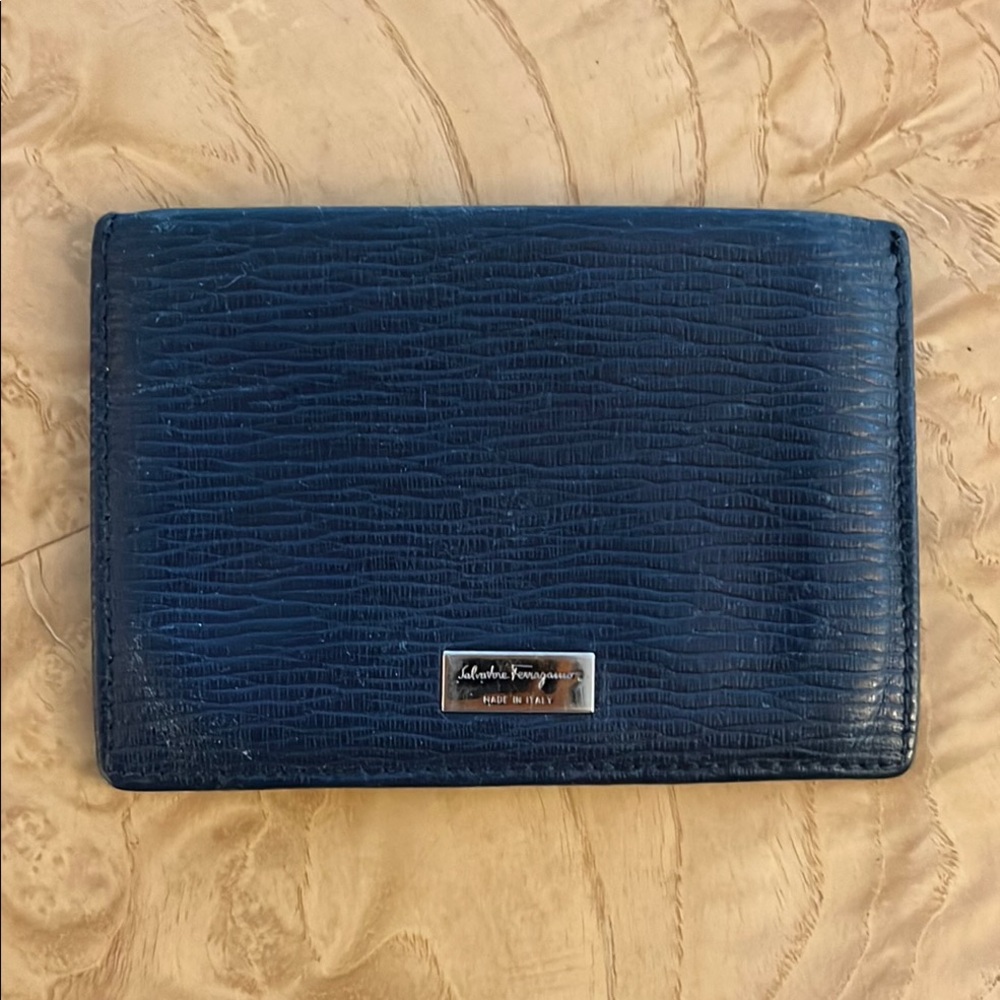 Salvatore Ferragamo Textured Blue Wallet